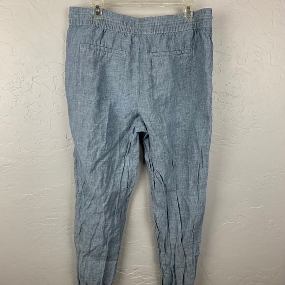 Athleta Joggers Womens Size 14 Blue Linen Pockets Drawstring Retreat Minimalist - Picture 4 of 10
